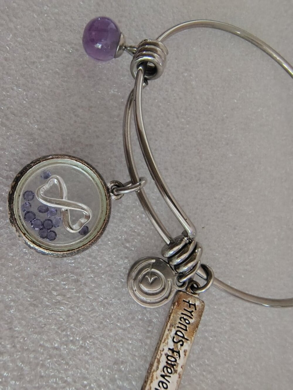 Silver Bracelet Expandable Bangle Friends Forever
